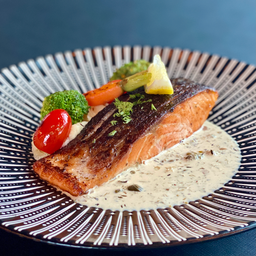 Steak Salmon with Caper Sauce