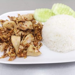ข้าวราดทอดกระเทียมไก่
