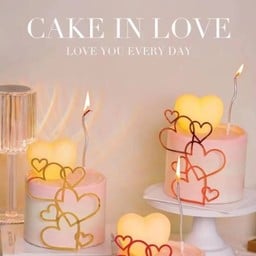 Cake in love 12x10cm เค้กหัวใจมีแสงไฟบาดใจ