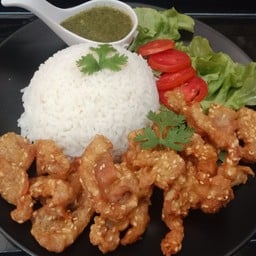 ข้าวราดหมูนุ่มทอดงางาว