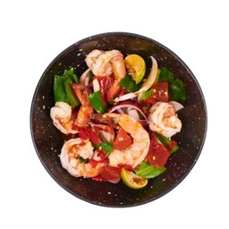 ยำกุ้งไข่แดงเค็ม (ปลาร้าต้มสุก)