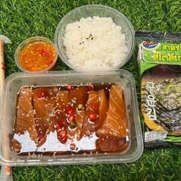 เซ็ตแซลมอนดองซีอิ๊ว+ข้าวสาหร่าย