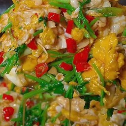 ไข่คั่วพริกเกลือราดข้าว