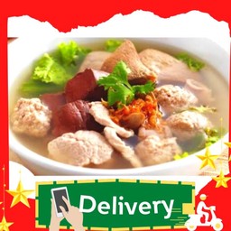 ต้มเลือดหมู(หมูสับก้อน+เลือดหมู+ผัก)