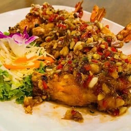 กุ้งคั่วพริกกระเทียม