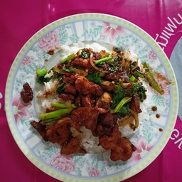 ผัดน้ำพริกเผาราดข้าว#