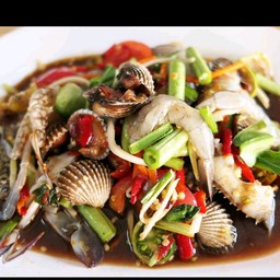 ตำลาว + กุ้งสด + ปูม้า + หอยแครง