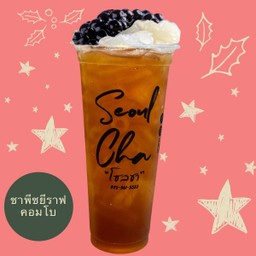 ชาพีชยีราฟคอมโบ วุ้นมะพร้าว+ไข่มุกบราว