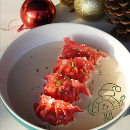 เกี๊ยวกุ้งซอสเมนไตโกะครีม