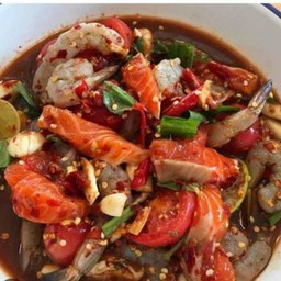 เกาเหลาแซลมอนกุ้งสด