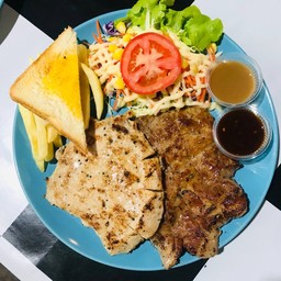 สเต็กสันคอหมู + สเต็กหมู