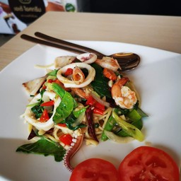สปาเก็ตตี้ขี้เมากุ้ง+หมึก