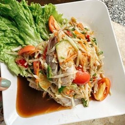 ตำปูปลาร้ากุ้งสด(ใส่มะละกอ)