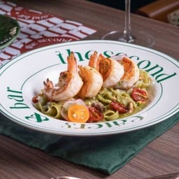 Shrimp Almond Pesto Tagliatelle