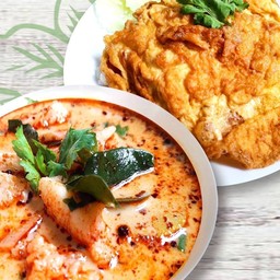 ข้าวไข่เจียว+ต้มยำปลา