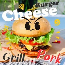 เบอร์เกอร์หมูพริกไทยดำ Angry Sauce