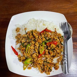 คั่วกลิ้งหมูราดข้าว