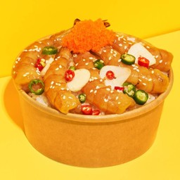 ข้าวหน้ากุ้งดองไข่กุ้งภูเขาไฟ