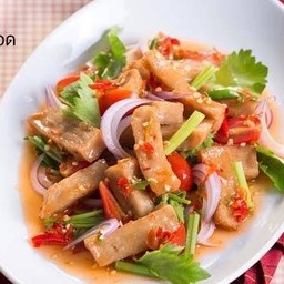 ยำหมูยอทอด
