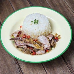 ข้าวปลาหมึกคั่วพริกเกลือ