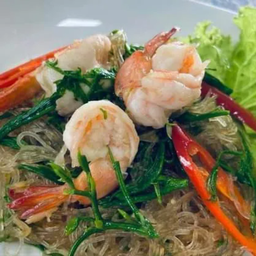 วุ้นเส้นผัดชะอมกุ้งสด