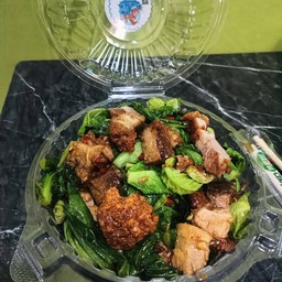 กับข้าว ผัดแขนงหมูกรอบ