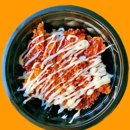 ข้าวไก่กรอบราดซอสบาร์บิคิวมาโย