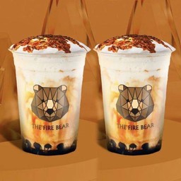 ชานมหมีพ่นไฟใส่ไข่มุก 2  แก้ว (ไซส์ M)