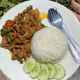 ผัดเผ็ดเป็ด ราดข้าว