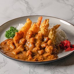 ข้าวกุ้งเทมปุระแกงกระหรี่ (4ตัว)