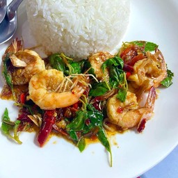 ผัดกระเพรากุ้ง