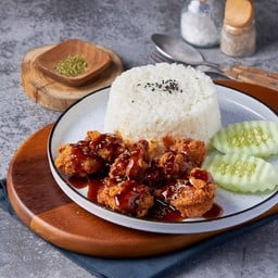 ข้าวไก่กรอบซอสเทอริยากิ