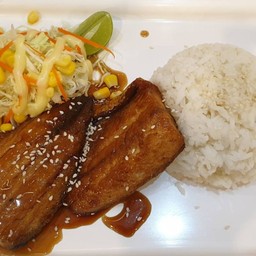 ข้าวปลาซาบ่ะย่าง   Rice with Grilled Sabas