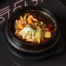 ซุปเต้าเจี้ยวกุ้งเต๋าเบค่อน+ข้าว