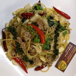 สปาเกตตี้ขี้เมาหมูสับเห็ด