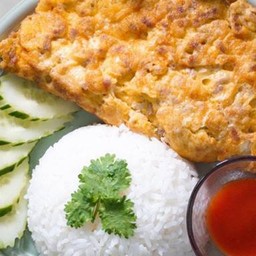 ข้าวไข่เจียว ( ไม่มีเนื้อสัตว์) (2 ฟอง)