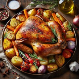 ไก่ย่างฝรั่งเศสพร้อมผักย่าง(ครึ่งตัว)