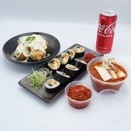 Set3 คิมบับ1โรล+ไก่ทอดซอสหอม3ชิ้น+ซุปกิมจิหมูสามชั้น+เครื่องดื่ม