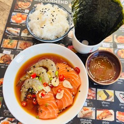 แซลมอน+กุ้ง ดองซีอิ๊ว