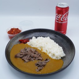 ข้าวแกงกะหรี่เนื้อสไลด์+เครื่องดื่ม