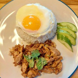 ข้าวเป็ดกระเทียม+ไข่ดาว