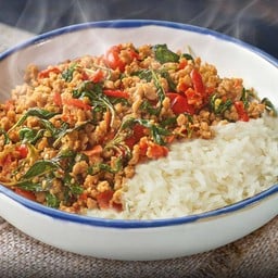 กระเพราหมูสับ ราดข้าว