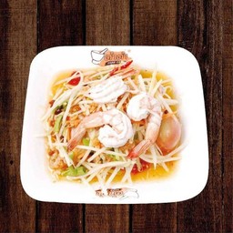 ส้มตำไทยกุ้งทอดหรือกุ้งลวก