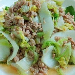 ผัดผักกาดขาวหมูสับ (ราดข้าว)