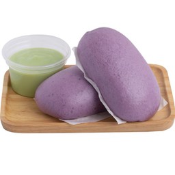 หมั่นโถว (มันม่วง) + สังขยา