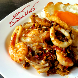 ข้าว+คั่วพริกเกลือทะเลรวม+ซุป