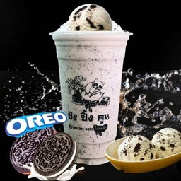 นมสดโอริโอ้ปั่นท๊อปปิ้งไอศกรีมคกกี้&ครีม