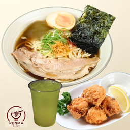 Single Set ราเมงโชยุเนื้อสไลด์ ไก่คาราเกะ 100 กรัม มัทฉะเย็น