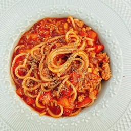 สปาเกตตี้มะเขือเทศหมูสับ