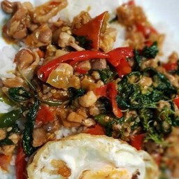 ผัดกระเพาไก่+เไข่ดาว